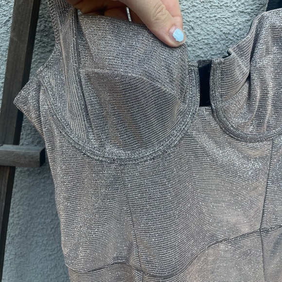 House of CB Luisa Sparkle Bodycon Bustier Silver Sexy Cocktail Glitter dress - Picture 5 of 12